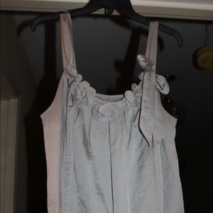 Beautiful silver gray strappy/  flowered rim top